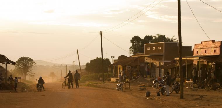 Uganda community with overhead cables